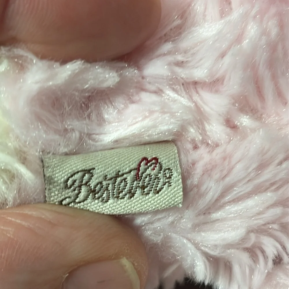 PRE OWNED VINTAGE BESTEVER PINK FAUX FUR GIRL'S POODLE SCARF AND POODLE MITTENS